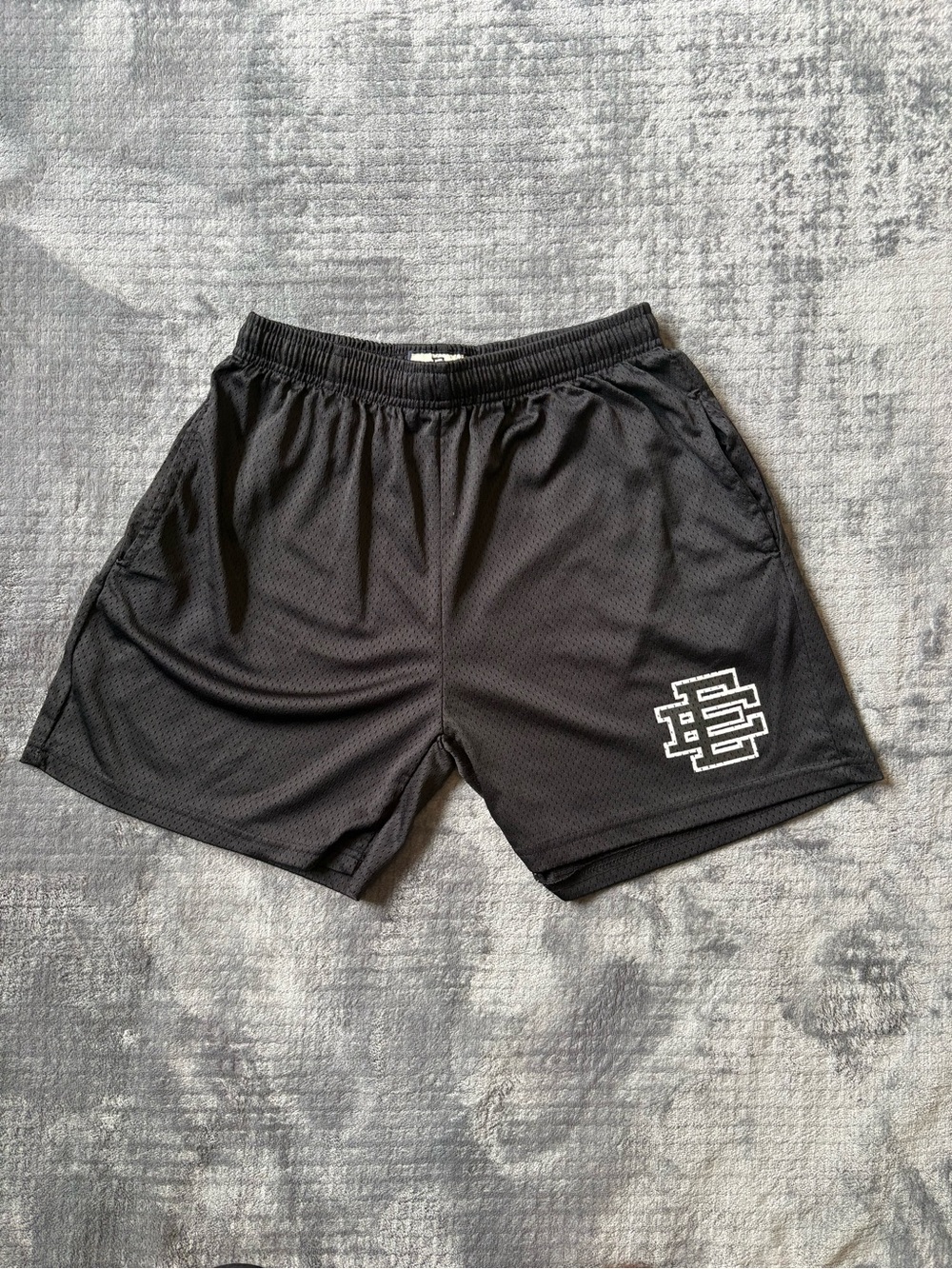 Eric Emanuel Black on Black Mesh Shorts Logo Men’s M Made in New York